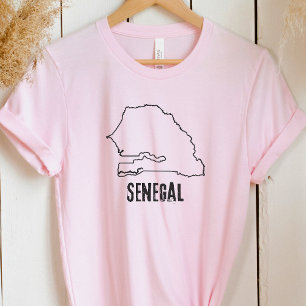 Senegal Country Map Senegalese Border Line Shape T-Shirt