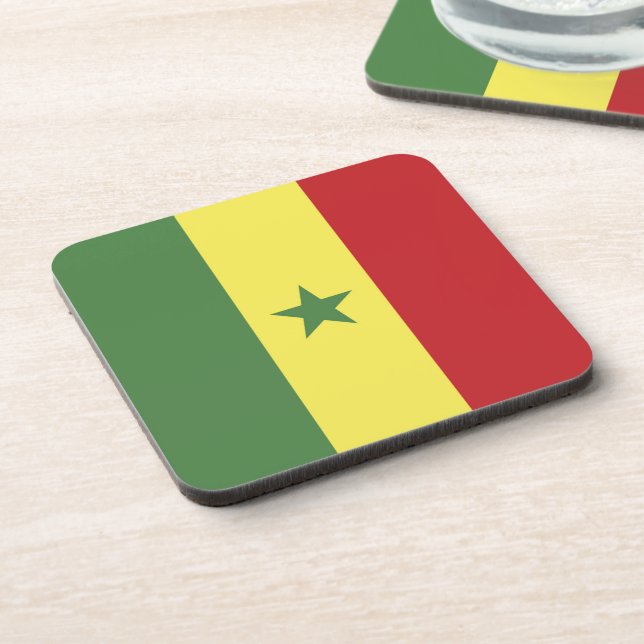Senegal flag beverage coaster (Left Side)