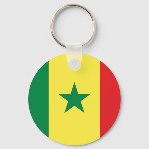 Senegal Flag Button Keychain