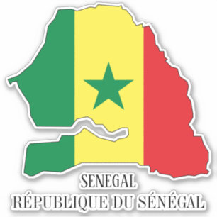 Senegal Flag Charming Patriotic Map Sticker