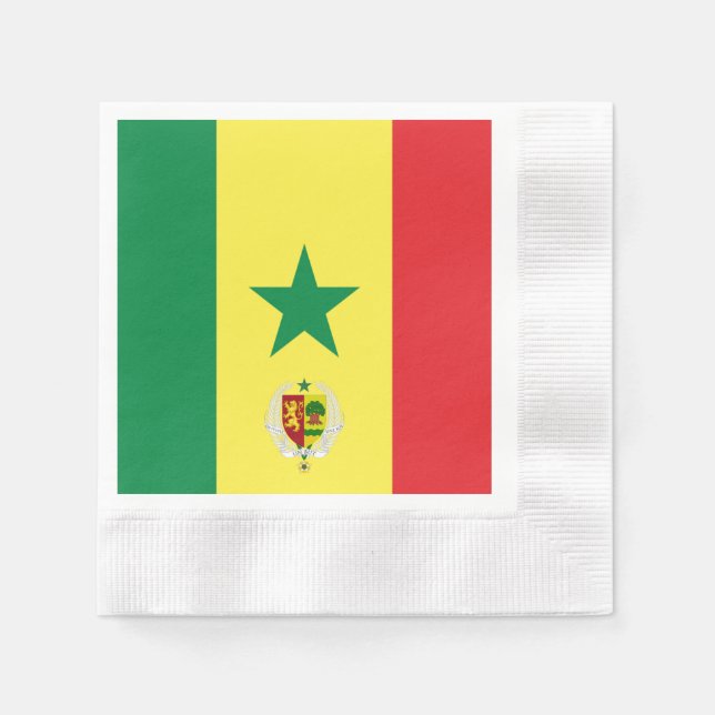 Senegal flag-coat of arms     napkins (Front)