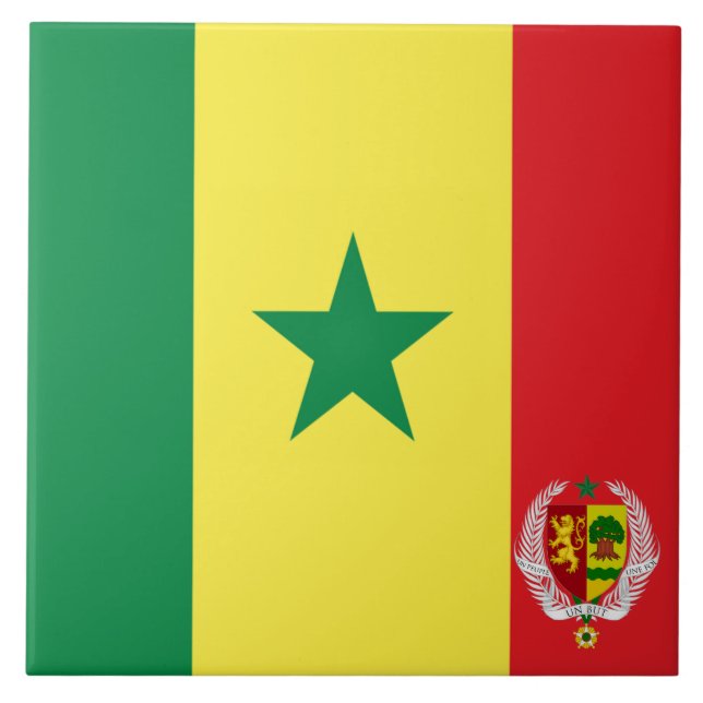 Senegal flag-emblem ceramic tile (Front)