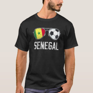 Senegal Flag & Football Sunglass Senegalese Fan T-Shirt