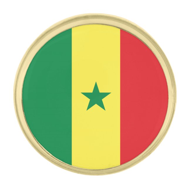 Senegal Flag Gold Finish Lapel Pin (Front)