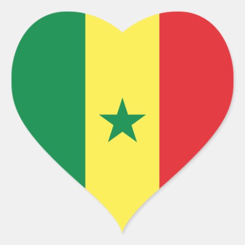 Senegal Flag Heart Sticker