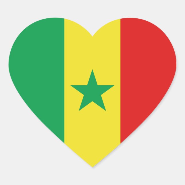 Senegal Flag Heart Sticker (Front)