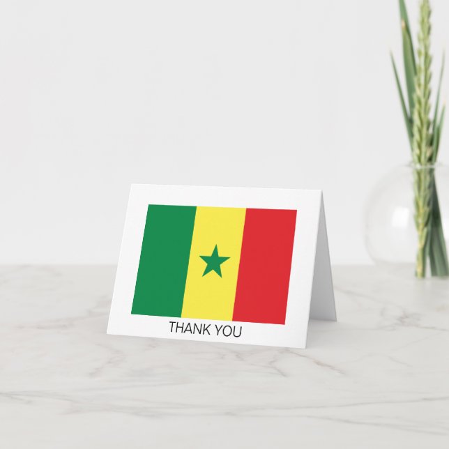 Senegal Flag Letterpress Thank You Card (Front)
