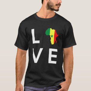 Senegal Flag Love Africa Continent Silhouette for T-Shirt