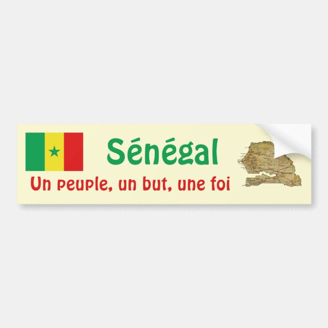 Senegal Flag + Map Bumper Sticker (Front)