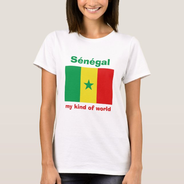 Senegal Flag + Map + Text T-Shirt (Front)