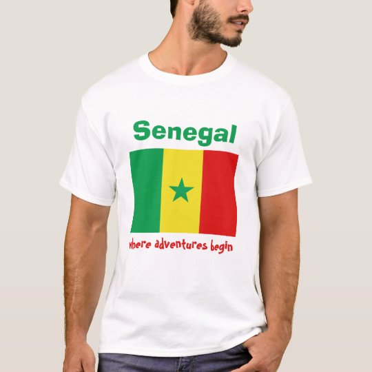 Senegal Flag Map Text T Shirt