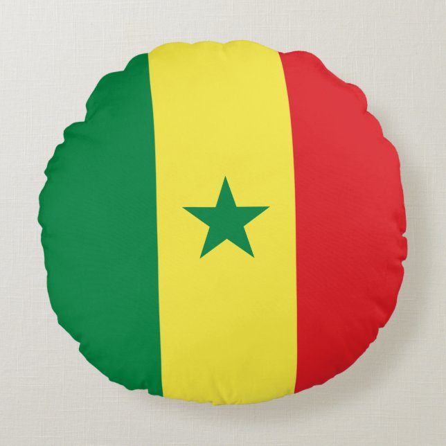 Senegal Flag Round Pillow (Front)