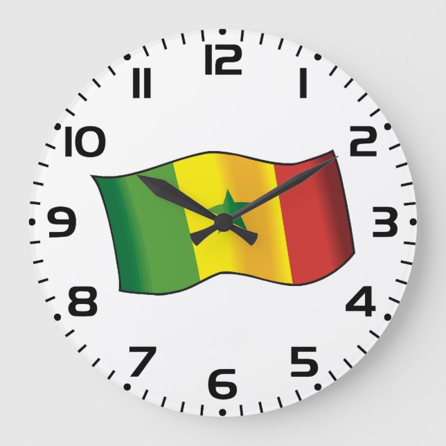 Senegal Flag Senegalese Pride Green Yellow Red Large Clock (Front)