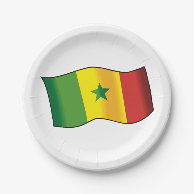 Senegal Flag Senegalese Pride Green Yellow Red Paper Plates (Front)