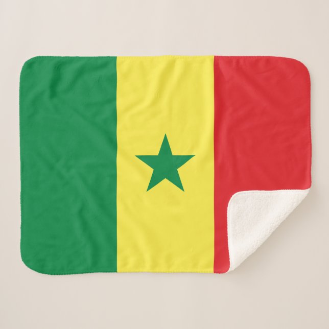 Senegal Flag Sherpa Blanket (Front (Horizontal))