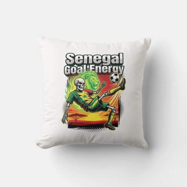 Senegal Goal Energy Skeleton Striker Nations Creat Throw Pillow (Front)