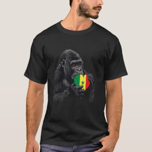 Senegal Gorilla Heart Senegalese Flag Senegalese P T-Shirt