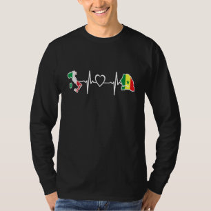 Senegal Italy Flag Senegalese Italian Heartbeat T-Shirt