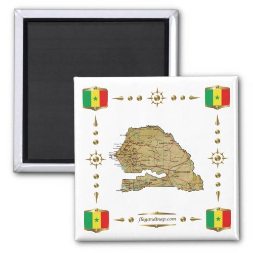 Senegal Map  Flags Magnet