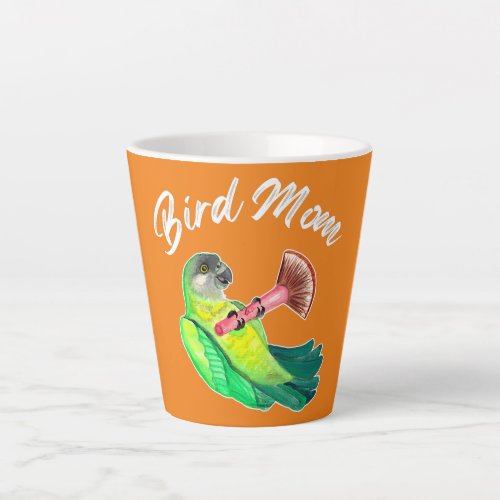 Senegal Parrot Bird Mom Watercolor  Latte Mug