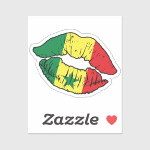 Senegal Senegalese Lipstick Love Flag Sticker