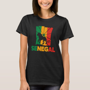 Senegal Senegalese Senegal Flag Lion Animal Silhou T-Shirt