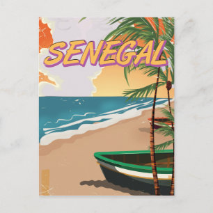 Senegal vintage beach poster postcard
