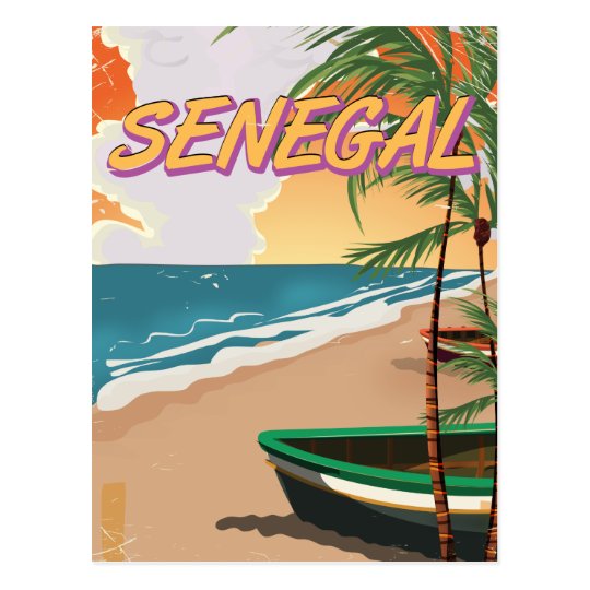 Senegal Vintage Beach Poster Postcard Zazzle Senegal Vintage Beach Poster Postcard