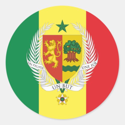 Senegalese Flag  Coat of Arms Flag of Senegal Classic Round Sticker