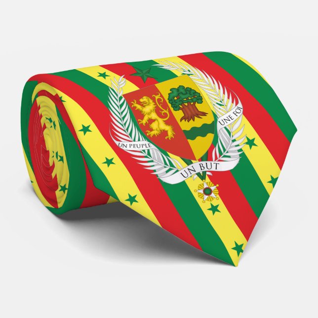Senegalese Flag & Coat of Arms, Flag of Senegal Neck Tie (Rolled)