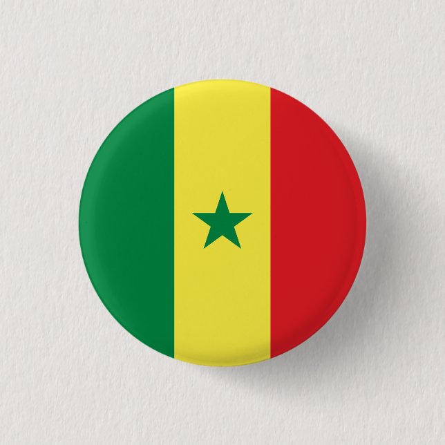 Senegalese Flag, Flag of Senegal Button (Front)