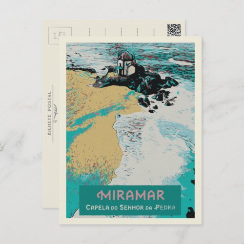Senhor da Pedra Chapel Miramar Beach Portugal Postcard