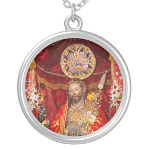 "Senhor Santo Cristo dos Milagres" Silver Plated Necklace