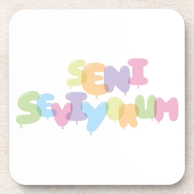 Seni seviyorum -I love you in Turkish Drink Coaster (Front)