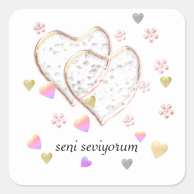 seni seviyorum  ,personalized square sticker (Front)