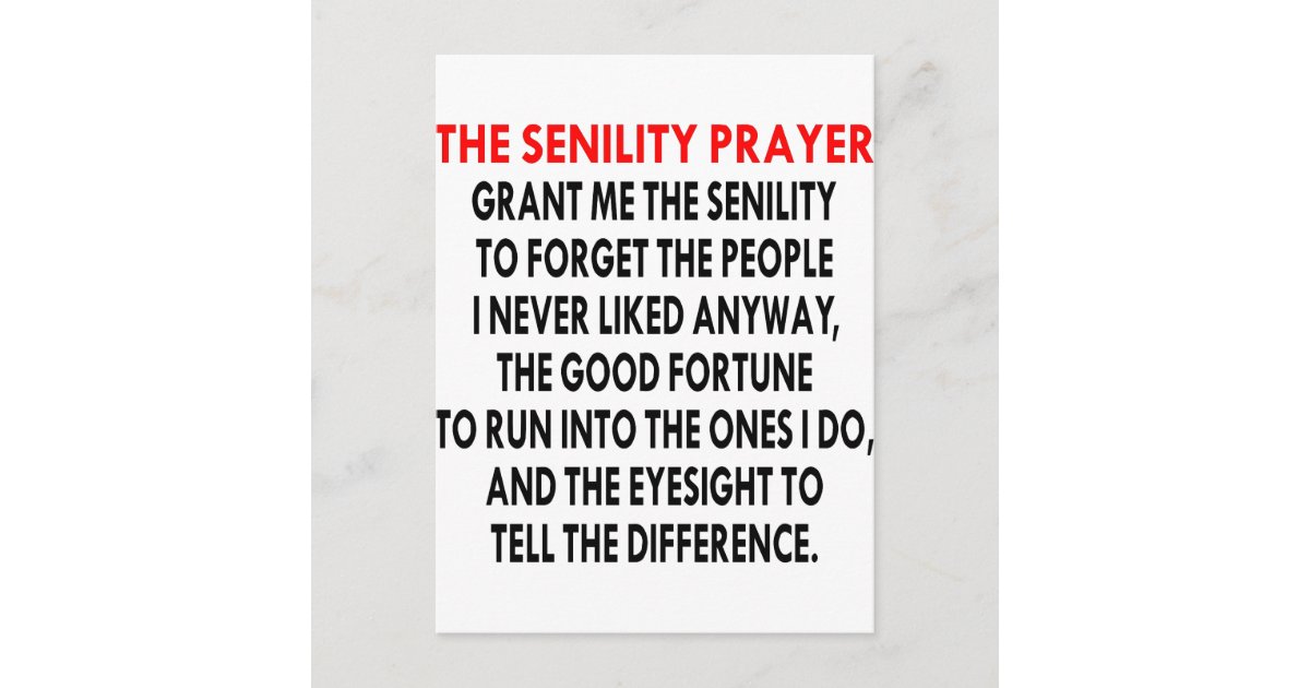 Senility Prayer Postcard 