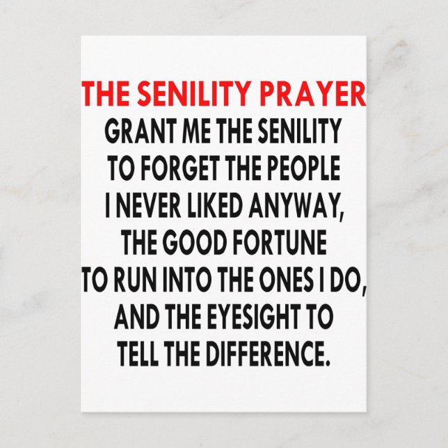 Senility Prayer Postcard (Front)