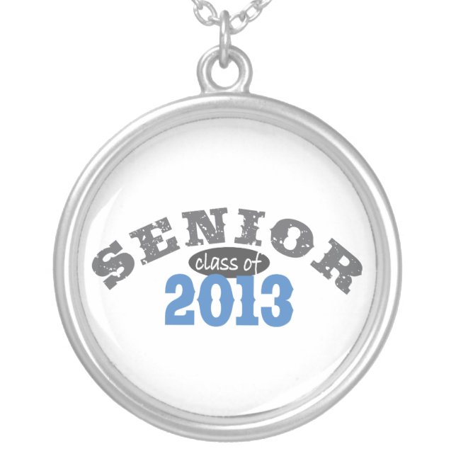 Senior 2013 Blue Silver Plated Necklace (Front)