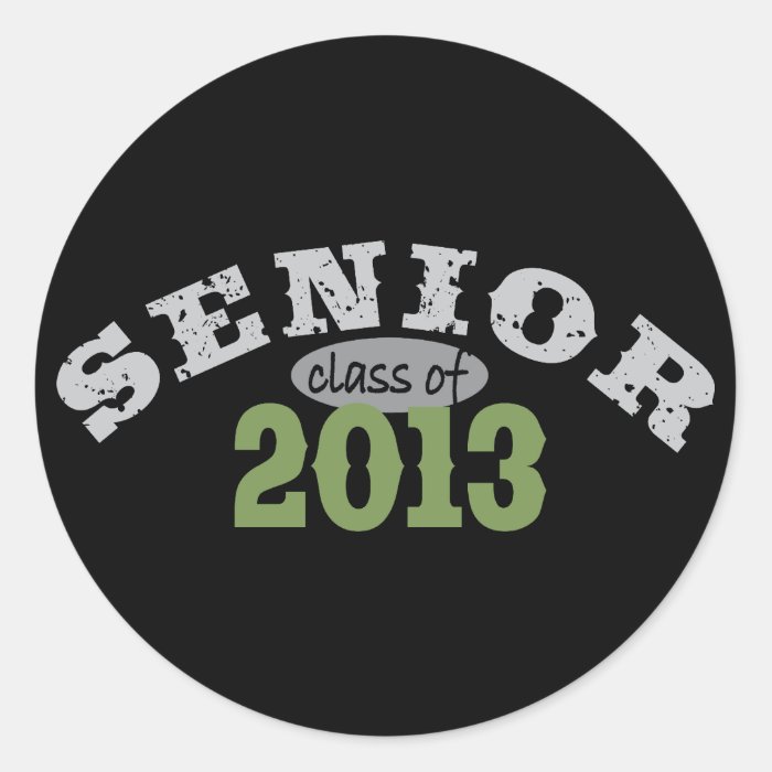 Senior 2013 Green Round Stickers