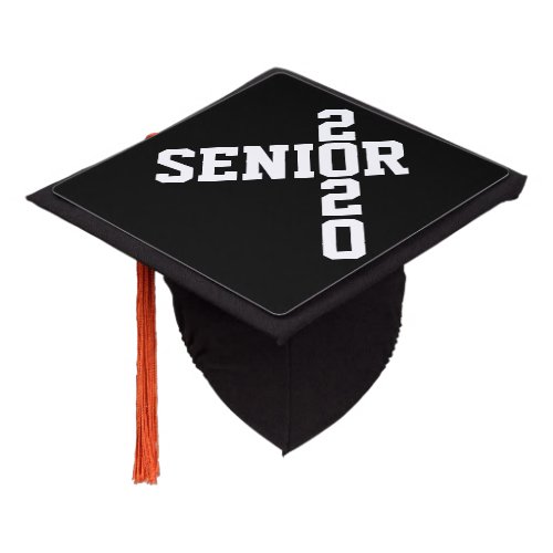Senior 2020 white Text Class of 2020 Graduation Cap Topper