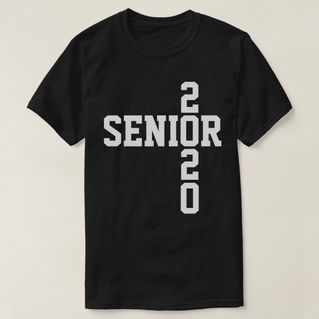 Senior 2020 white Text Class of 2020 T-Shirt (Design Front)