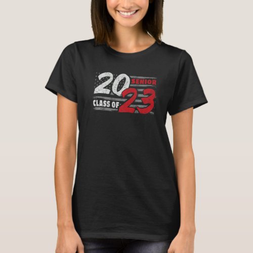 Senior 2023 American Flag USA Graduate Vintage Gra T_Shirt