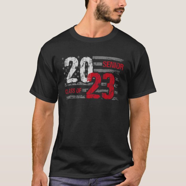 Senior 2023 American Flag USA Graduation Class of  T-Shirt (Front)