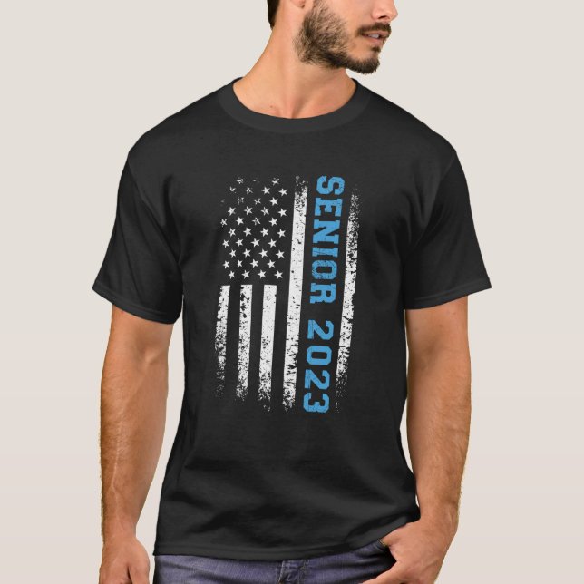Senior 2023 American Flag USA Graduation Class Of  T-Shirt (Front)