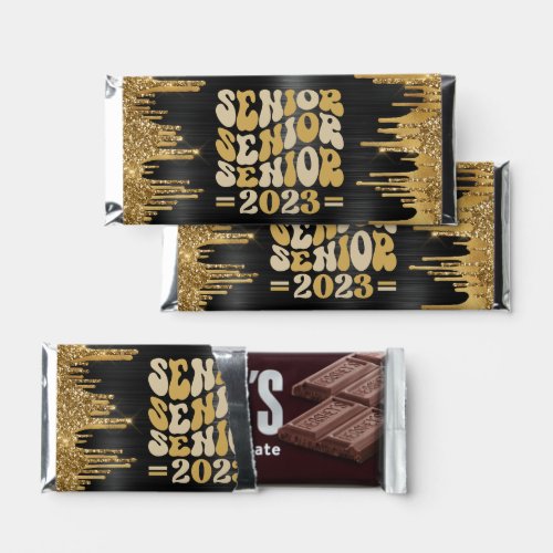 SENIOR 2023 BLACK  GOLD GLITTER DRIP CUSTOM HERSHEY BAR FAVORS