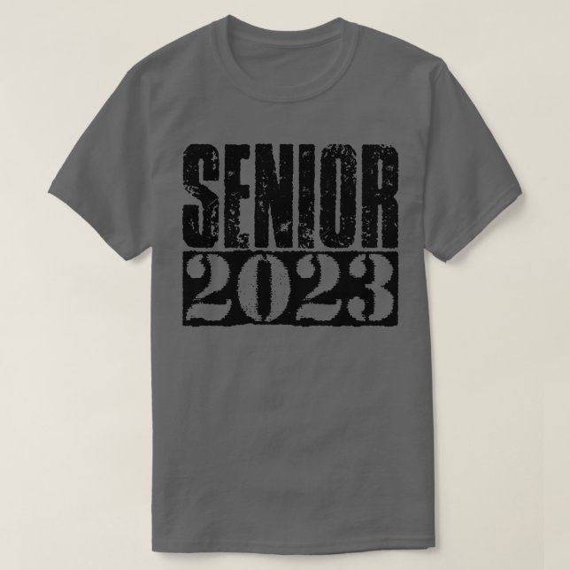 Senior 2023 Black Vintage Text T-Shirt (Design Front)