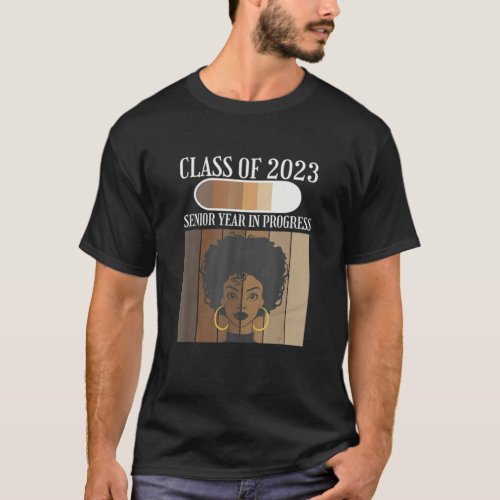 Senior 2023 Class Black Afro Melanin African Ameri T_Shirt