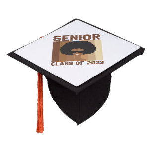 Senior 2023 Class Black Smart Afro Melanin Gift Graduation Cap Topper