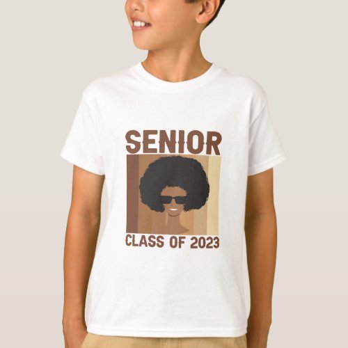 Senior 2023 Class Black Smart Afro Melanin Gift  T_Shirt