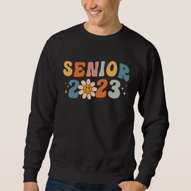 Senior 2023 Groovy Retro Happy Last Day Of School  Sweatshirt (Front)